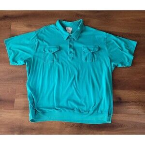 Vintage King Size Polo Shirt Mens 4XL TALL Green Pocket Pullover Short Sleeve